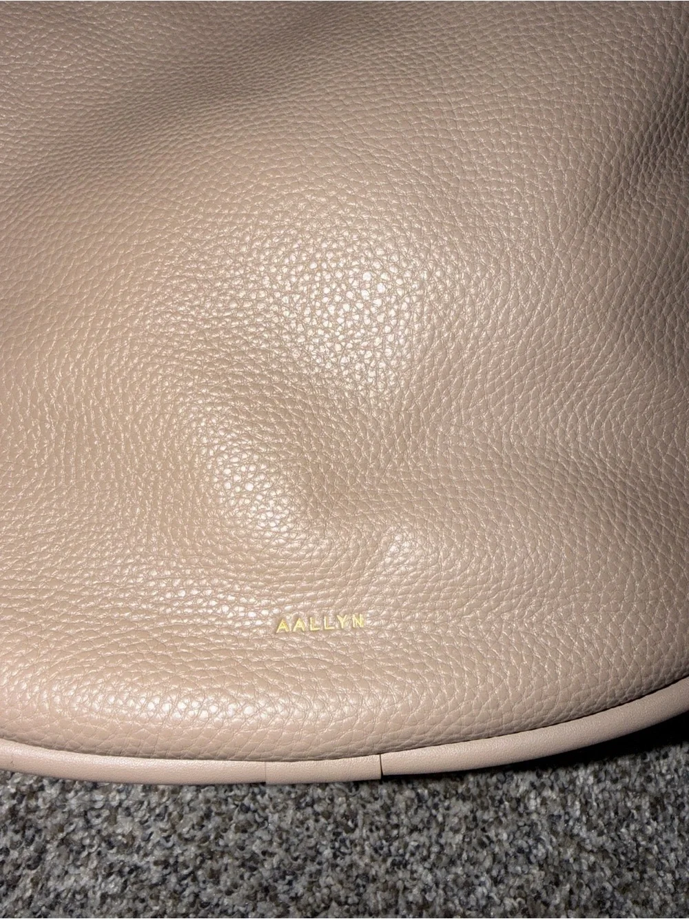 Pebbled Taupe Leather Hobo Shoulder Bag